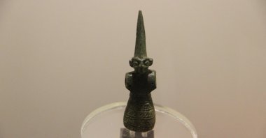 A 3,500-year-old figurine known as the “Young Storm God” is on display at the Boğazköy Museum, Çorum, central Türkiye, April 15, 2026. (İHA Photo)