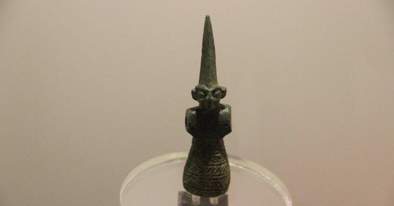 A 3,500-year-old figurine known as the “Young Storm God” is on display at the Boğazköy Museum, Çorum, central Türkiye, April 15, 2026. (İHA Photo)