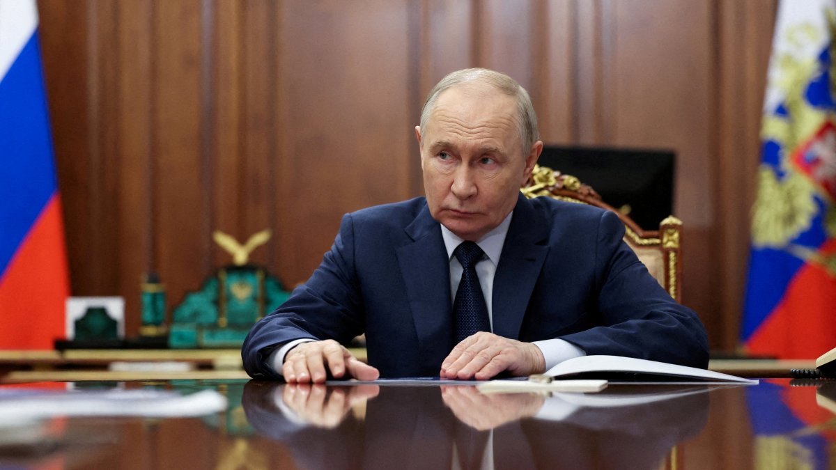 Russian President Vladimir Putin attends a meeting at the Kremlin, Moscow, Russia, April 14, 2026. (Reuters Photo)