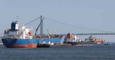 Chemical and oil tankers anchor in New York Harbor, New York City, U.S., April 14, 2026. (Reuters Photo)