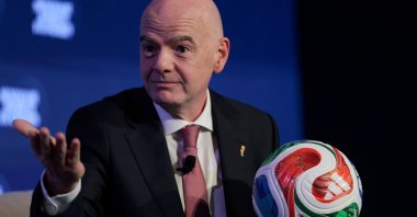 FIFA President Gianni Infantino speaks during the 2026 Semafor World Economy conference in Washington, D.C., U.S., April 15, 2026. (AFP Photo)
