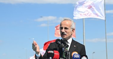 Transport and Infrastructure Minister Abdulkadir Uraloğlu speaks at an intersection opening ceremony, Antalya, southern Türkiye, April 10, 2026. (AA Photo)
