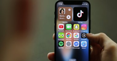 Social media apps are displayed on a phone, London, Britain, April 16, 2026. (EPA Photo)