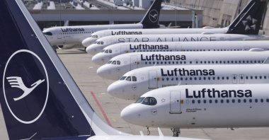 Lufthansa planes are stationed at Frankfurt Airport in Frankfurt am Main, Germany, April 15, 2026. (EPA Photo)