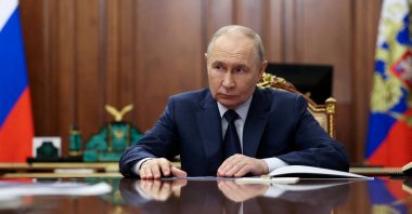 Russian President Vladimir Putin attends a meeting at the Kremlin, Moscow, Russia, April 14, 2026. (Reuters Photo)