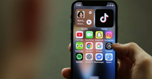 Social media apps are displayed on a phone, London, Britain, April 16, 2026. (EPA Photo)