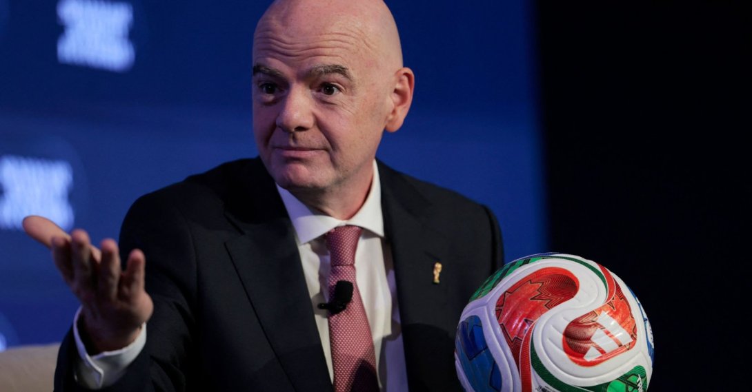 FIFA President Gianni Infantino speaks during the 2026 Semafor World Economy conference in Washington, D.C., U.S., April 15, 2026. (AFP Photo)