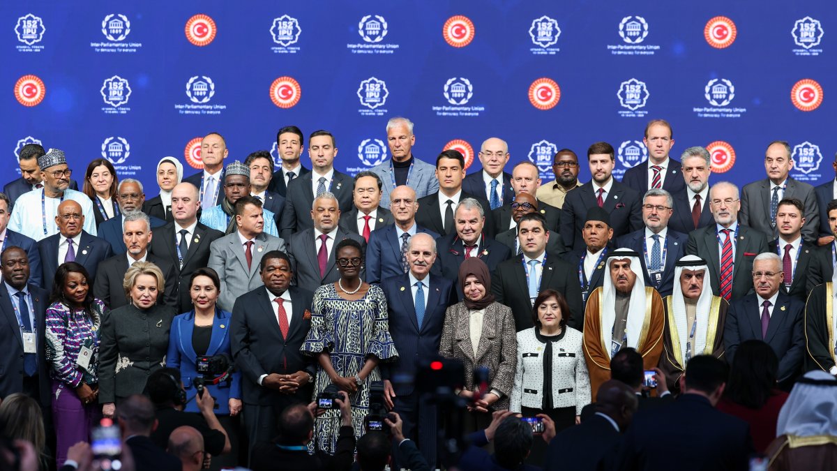Parliament Speaker Numan Kurtulmuş attends the opening ceremony of the 152nd Assembly of the Inter-Parliamentary Union, Istanbul, Türkiye,  April 17, 2026. (DHA Photo)