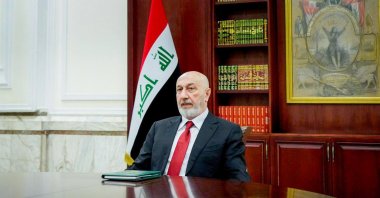 Iraq's new president, Nizar Amidi, officially takes office from his predecessor, Abdullatif Rashid, in a formal ceremony, Baghdad, Iraq, April 12, 2026. (AA Photo)