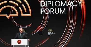 President Recep Tayyip Erdoğan speaks at the 5th Antalya Diplomacy Forum, Antalya, Türkiye, April 17, 2026. (AA Photo)