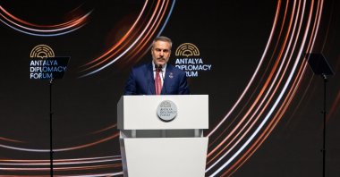 Foreign Minister Hakan Fidan speaks at Antalya Diplomacy Forum, Antalya, Türkiye, April 17, 2026. (DHA Photo)