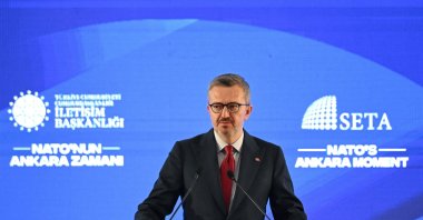 Communications Director Burhanettin Duran speaks at a conference hosted by SETA in Ankara, April 9, 2026. (AA File Photo)