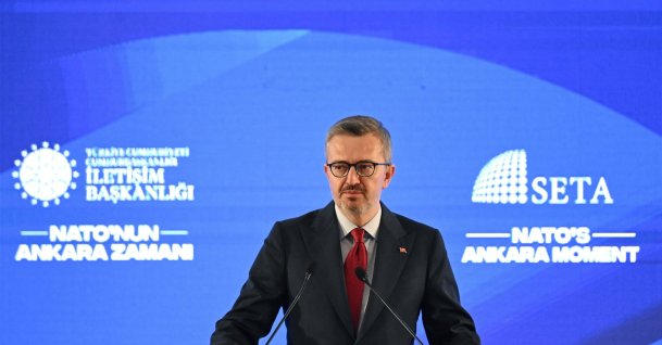Communications Director Burhanettin Duran speaks at a conference hosted by SETA in Ankara, April 9, 2026. (AA File Photo)
