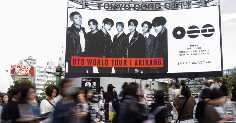 Fans of Korean boy band BTS line up at Tokyo Dome before the start of the first BTS World Tour "Arirang," Tokyo, Japan, April 17, 2026. (AFP Photo)