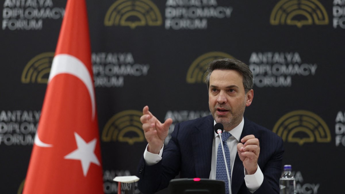 Energy and Natural Resources Minister Alparslan Bayraktar speaks during the 5th edition of the Antalya Diplomacy Forum (ADF2026) in Antalya, Türkiye, April 18, 2026. (AFP Photo)