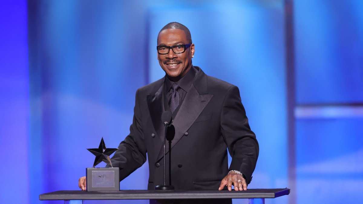 Eddie Murphy accepts the 51st AFI Lifetime Achievement Award: A Tribute Celebrating Eddie Murphy at Dolby Theatre, Los Angeles, U.S., April 18, 2026. (AFP Photo)