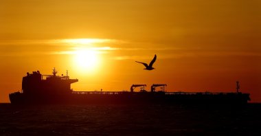 An oil tanker waits next to the Lavera Refinery, Martigues, France, April 14, 2026. (EPA Photo)