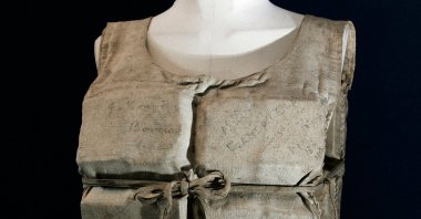 A life preserver from RMS Titanic, belonging to a survivor, is shown in London, U.K., May 16, 2007. (AP Photo)