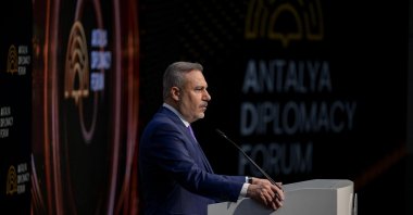 Foreign Minister Hakan Fidan speaks at the news conference on the last day of the Antalya Diplomacy Forum, Antalya, southern Türkiye, April 19, 2026. (AA Photo)