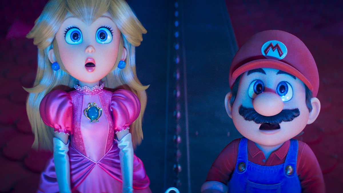 Princess Peach, voiced by Anya Taylor-Joy (L) and Mario, voiced by Chris Pratt, in a scene from "The Super Mario Galaxy Movie." (Universal Pictures via AP Photo)