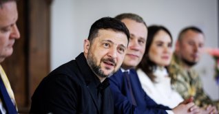 Ukrainian President Volodymyr Zelenskyy during a delegation meeting with Prime Minister Rob Jetten, Middelburg, Netherlands, April 16, 2026. (EPA Photo)