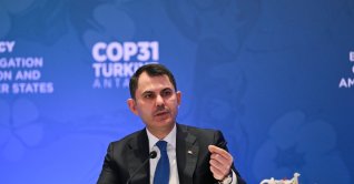 Environment, Urbanization and Climate Change Minister and COP31 President Murat Kurum speaks during a briefing meeting with the EU delegation and ambassadors of member states, Ankara, Türkiye, March 17, 2026. (AA Photo)