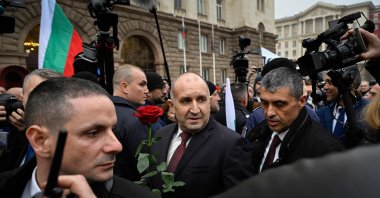 Bulgaria's President Rumen Radev (C) meets with supporters as he leaves the Bulgarian Presidency, Sofia, Bulgaria, Jan. 23, 2026. (AFP Photo)