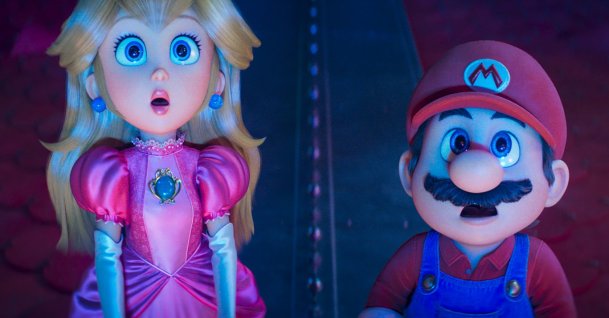 Princess Peach, voiced by Anya Taylor-Joy (L) and Mario, voiced by Chris Pratt, in a scene from "The Super Mario Galaxy Movie." (Universal Pictures via AP Photo)