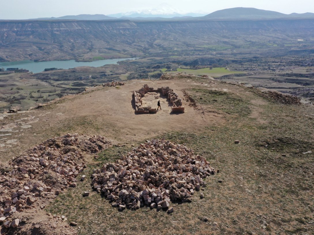 A view of historical remains located on Meryem Ana Mountain, Nevşehir, Türkiye, April 18, 2026. (AA Photo)