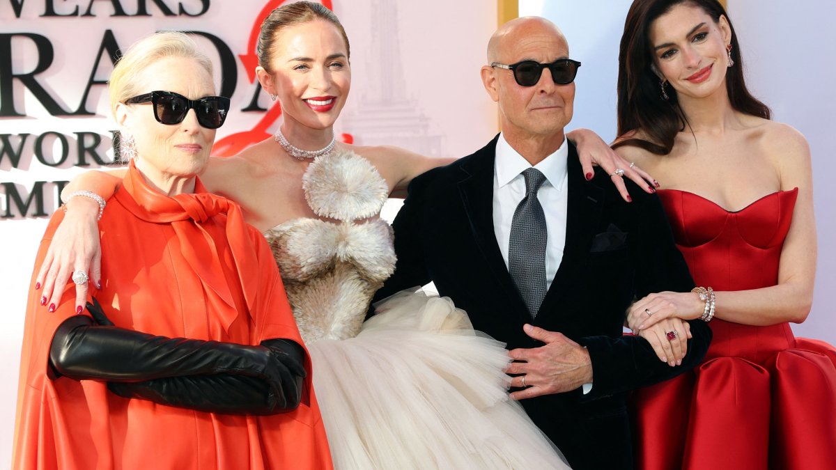 (L-R) U.S. actress Meryl Streep, British actress Emily Blunt, U.S. actor Stanley Tucci and U.S. actress Anne Hathaway attend the world premiere of "The Devil Wears Prada 2" at Lincoln Center, New York City, U.S., April 20, 2026. (AFP Photo)