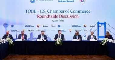 Vice President Cevdet Yılmaz (C) attends the TOBB-U.S. Chamber of Commerce Roundtable Discussion, Ankara, Türkiye, April 21, 2026. (AA Photo)