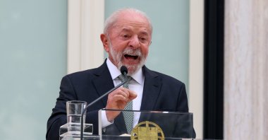 Brazilian President Luiz Inacio Lula da Silva attends a joint press conference with Portuguese Prime Minister Luis Montenegro (not seen) after their meeting at Sao Bento Palace, Lisbon, Portugal, April 21, 2026. (EPA Photo)