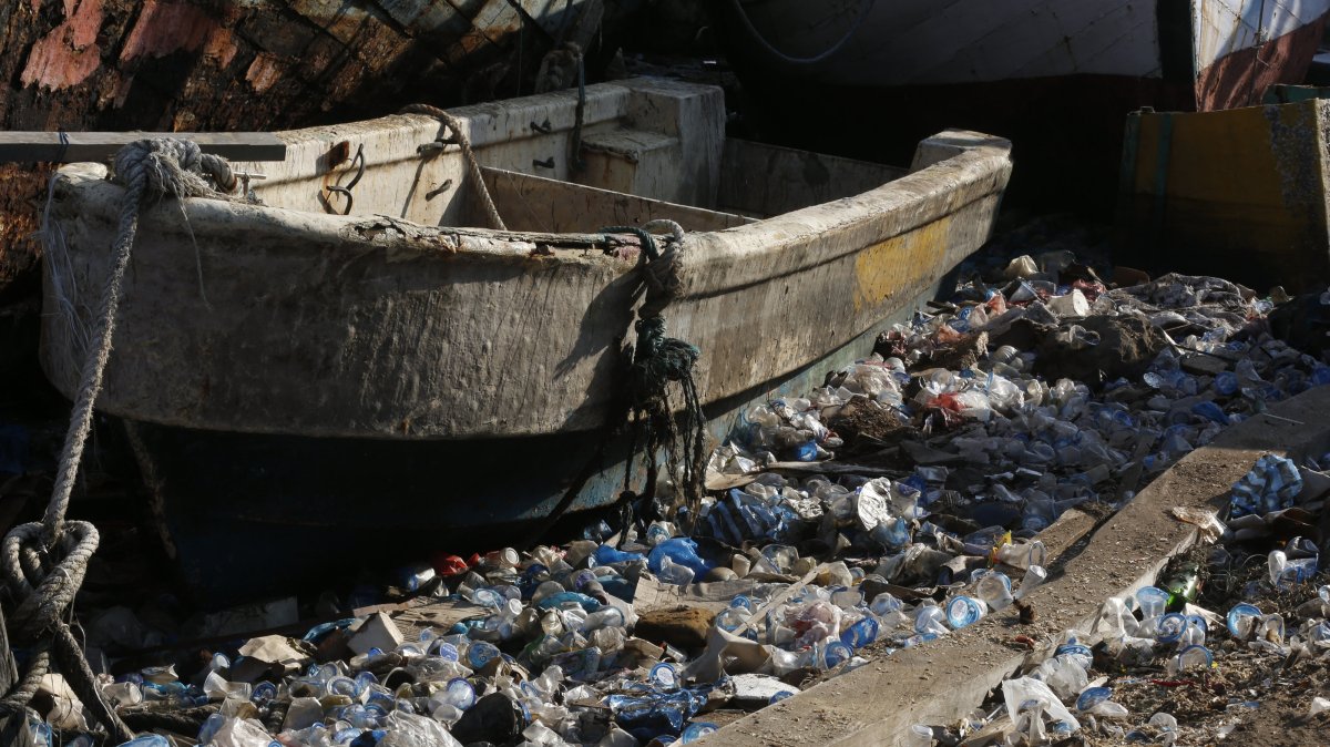 Plastic waste carried by a river from upstream is stranded on the riverbank on Earth Day, Banda Aceh, Indonesia, April 22, 2026. (EPA Photo)