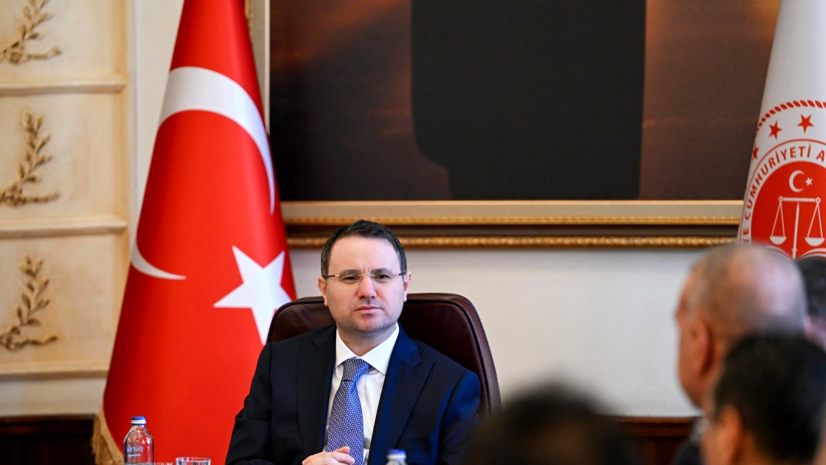 Justice Minister Akın Gürlek speaks to reporters after a Cabinet meeting, Ankara, Türkiye, April 21, 2026. (DHA Photo)