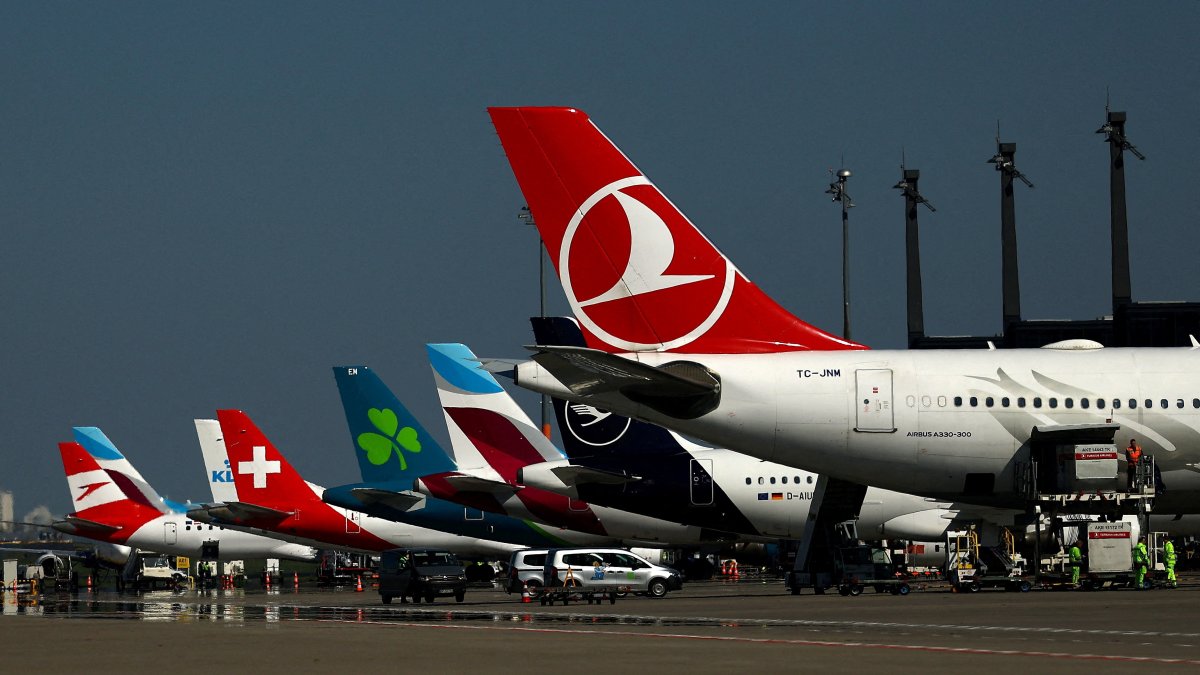 Aircraft of Turkish, Eurowings, Aer Lingus, Swiss and Austrian Airlines park at the Berlin Brandenburg Airport, Schoenefeld, Germany, April 21, 2026. (Reuters Photo)