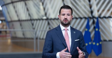 Jakov Milatovic, President of Montenegro, arrives for the EU-Western Balkans Summit, Brussels, Belgium, Dec. 17, 2025. (Getty Images Photo)