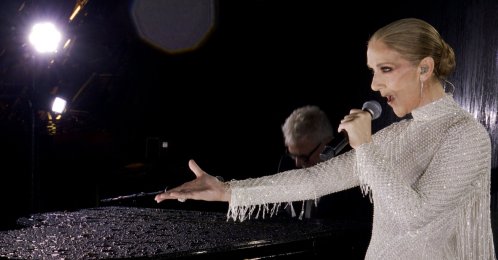 A grab of a video released by the Olympic Broadcasting Services shows Canadian Singer Celine Dion performing on the Eiffel Tower during the opening ceremony of the Paris 2024 Olympic Games, Paris, France, July 26, 2024. (AFP Photo)