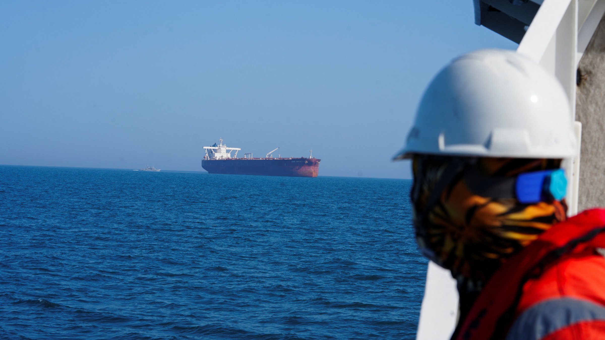 The Malta-flagged tanker Agios Fanourios I, an oil tanker that sailed through the Strait of Hormuz, arrives in Iraq’s territorial waters off Basra, Iraq, April 17, 2026. (Reuters Photo)