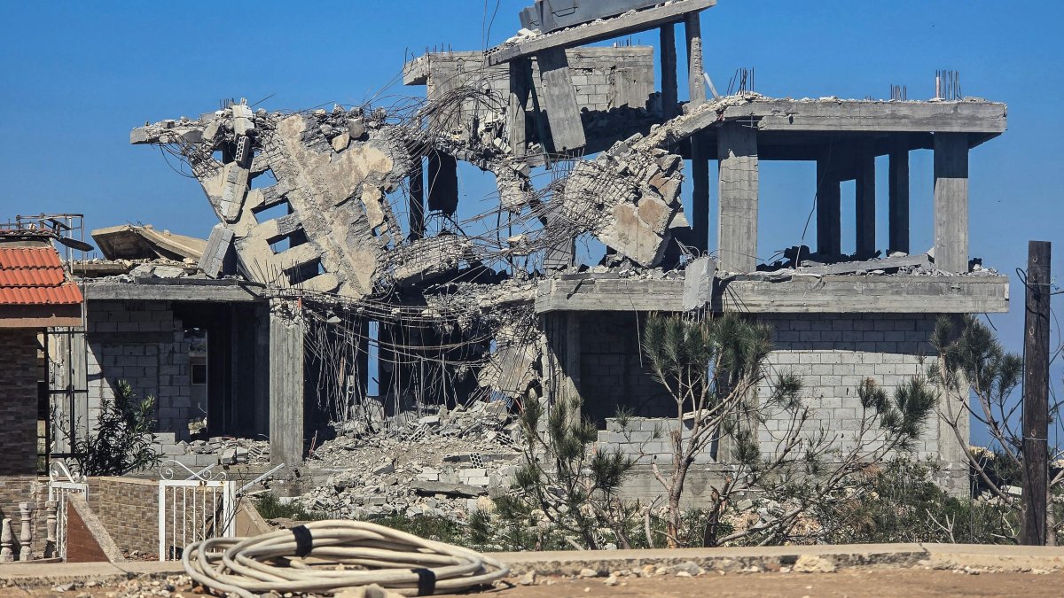 The remains of a home destroyed by the Israeli army in the village of Beit Lif, southern Lebanon, April 22, 2026. (AFP Photo)
