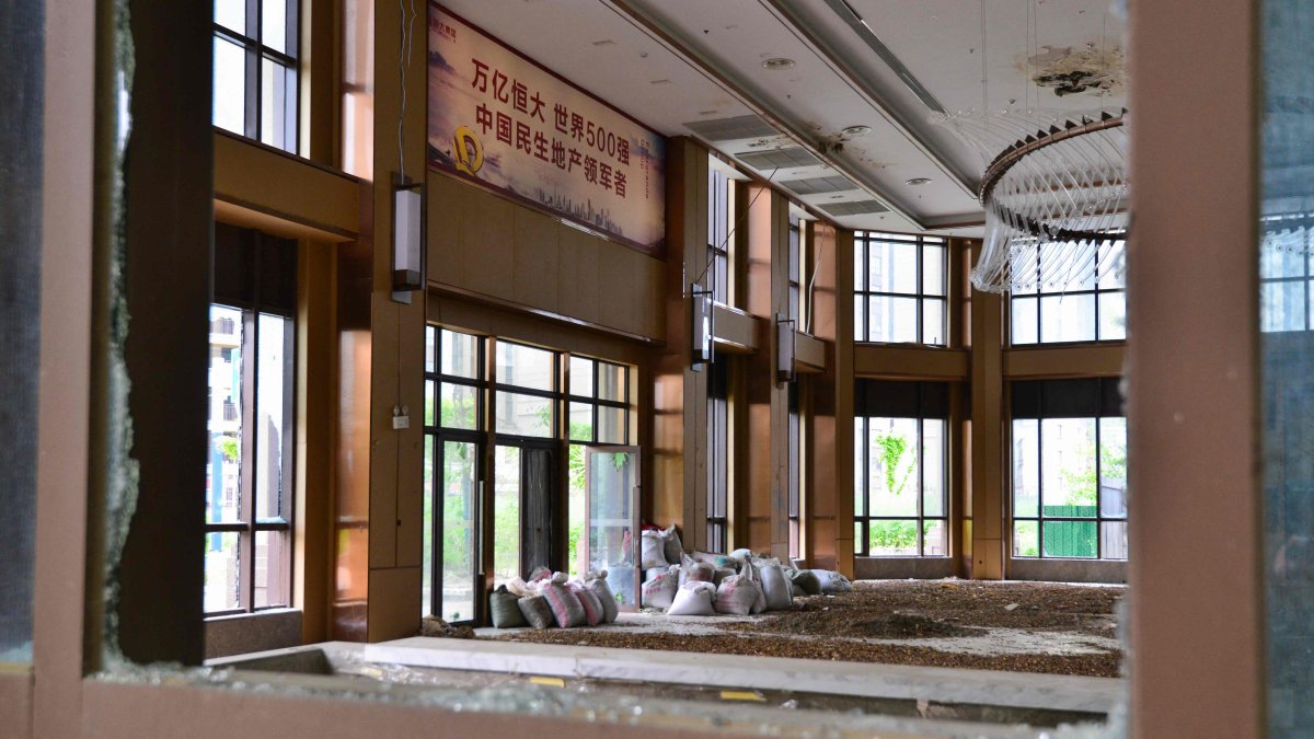 This photo shows a general view of an abandoned Evergrande construction project in Yingquan District, Fuyang City, China, April 14, 2026. (AFP Photo)