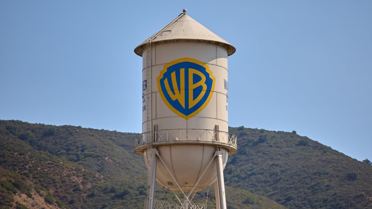 The Warner Bros. Studios water tower in Burbank, California, U.S., Sept. 11, 2025. (EPA Photo)