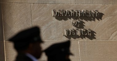 Police stand guard at the U.S. Department of Justice in Washington, D.C., April 6, 2026. (Reuters Photo)
