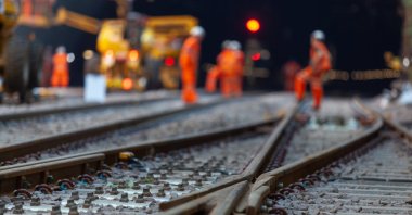 Railway station tracks are seen in this stock photo. (Shutterstock Photo)