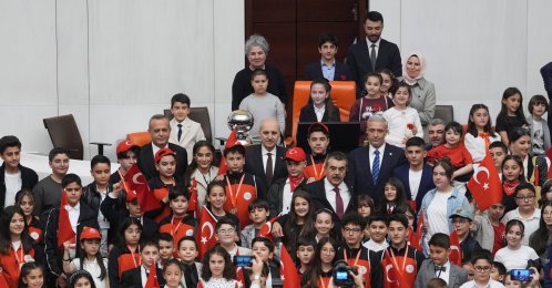 Children attend a special session dedicated to them at Parliament, Ankara, Türkiye, April 20, 2026. (AA Photo)