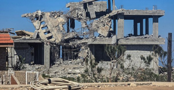 The remains of a home destroyed by the Israeli army in the village of Beit Lif, southern Lebanon, April 22, 2026. (AFP Photo)