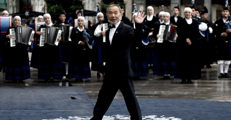 Haruki Murakami arrives at the "Princesa de Asturias" Awards at Teatro Campoamor, Asturias, Spain, Oct. 20, 2023. (Getty Images Photo)