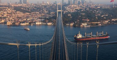 A tanker sails through the Bosporus, Istanbul, Türkiye, Nov. 2, 2025. (Reuters Photo)