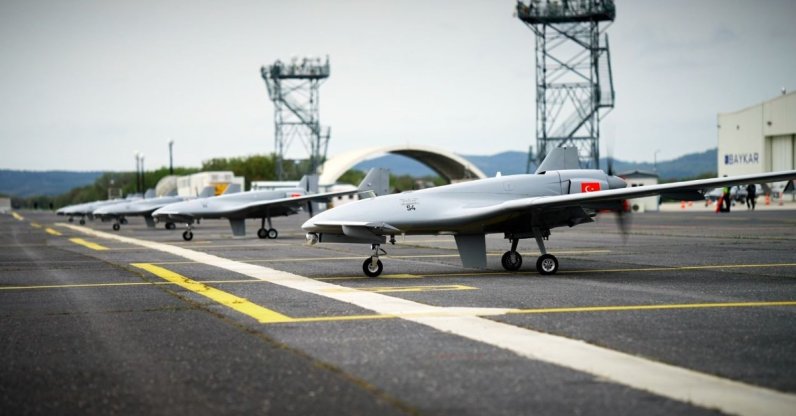 K2 Kamikaze drones are seen at Baykar's flight training and test center, Edirne, northwestern Türkiye, in this undated photo. (IHA Photo)