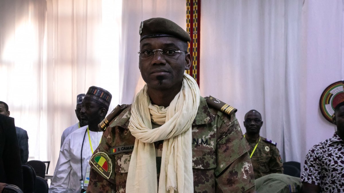 Mali's Defense Minister Col. Sadio Camara is seen at a meeting in Ouagadougou, Burkina Faso, Feb. 15, 2024. (AFP Photo)