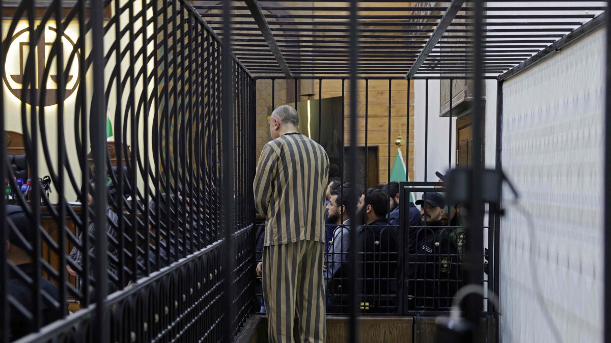Former head of political security in south Syria's Daraa province, Atif Najib attends the first trial session at the Palace of Justice, Damascus, Syria, April 26, 2026. (AFP Photo)